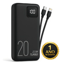 Carregador Portátil Power Bank Turbo 20000mah universal para iphone samsung motorlola xiaomi 20w Com Display Digital DTimp