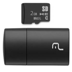 Kit 2 em 1 Leitor USB + Cartão De Memória Micro SD Classe 4 2GB Preto Multilaser - MC159