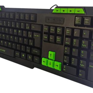 Teclado Gamer Multilaser Com Hotkeys Multimidia Slim Preto/Verde - TC243