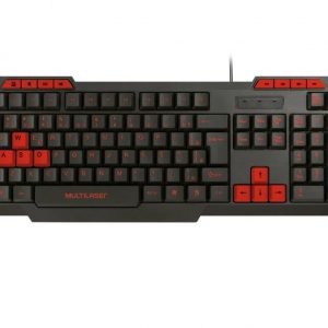 Teclado Gamer Multilaser Com Hotkeys Multimídia Slim Preto/Vermelho - TC242