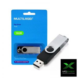 Pen Drive 16gb USB 2.0 Twist preto PD588 Multilaser