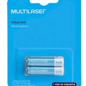 Pilhas Recarregáveis Aaa Multilaser 1000Mah Com 2 Unidades - CB051