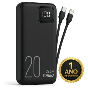 Carregador Portátil Power Bank Turbo 20000mah universal para iphone samsung motorlola xiaomi 20w Com Display Digital DTimp
